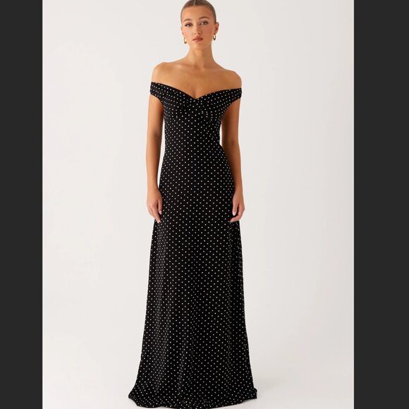 Peppermayo Exclusive - Melany Maxi Dress - Black Polka Dot - Picture 1 of 4